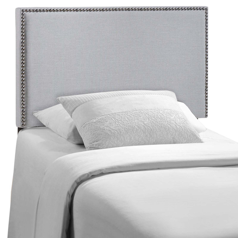 Tête de lit tapissier cloutée, Gris, Simple