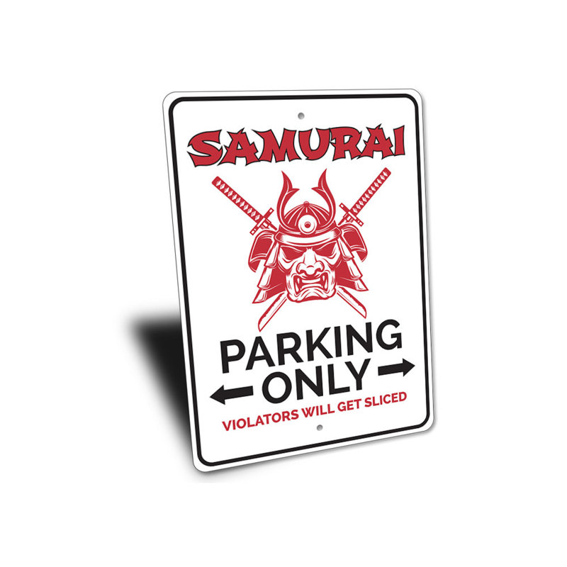 Plaque de Samurai, H 18 po x l 12 po x P 0,06 po