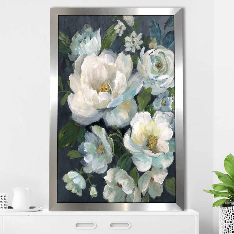 Nocturnal Radiance II par - Peinture, Encadrement argenté, H 39,5 po x l 27,5 po x P 0,75 po
