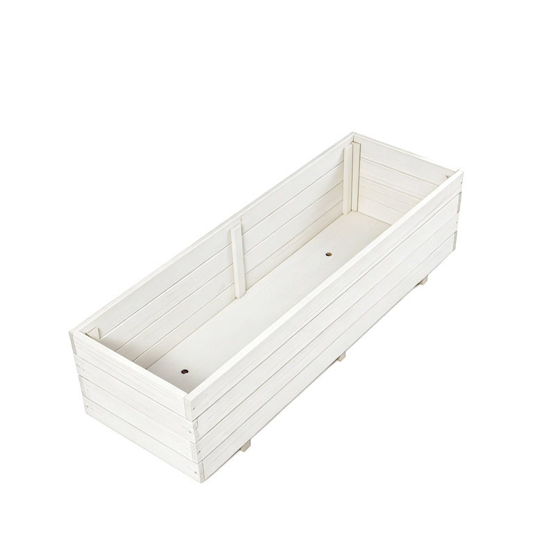 Handmade Wood Planter Box, White, 32cm H x 119.89cm W x 39.88cm D