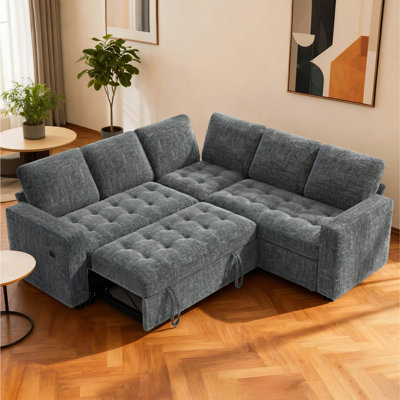 Sectional Sleeper Sofa With Pull Out Couch, Modern 5 Seat L Shaped Modular Couch, Sectionals Modular Sofa With Storage, Comfy Sectional Couches For Living Room & Apartment