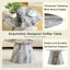 Table basse circulaire gris en fibres à densité moyenne texturée - diamètre 23,6 pouces, hauteur 13,7 pouces, placage texturé gris, texture délicate, adaptable à un plateau de table circulaire.