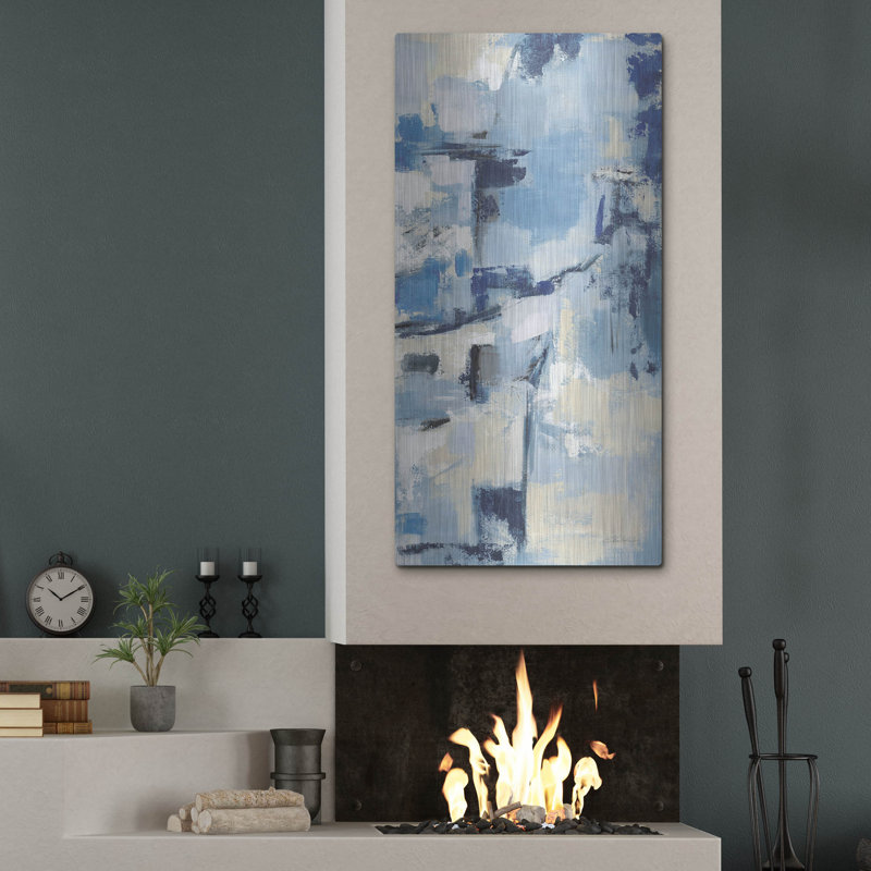 Art mural en métal luxueux «Old Port 3 Navy» par Silvia Vassileva, 24 po x 48 po, H 48 po x l 24 po