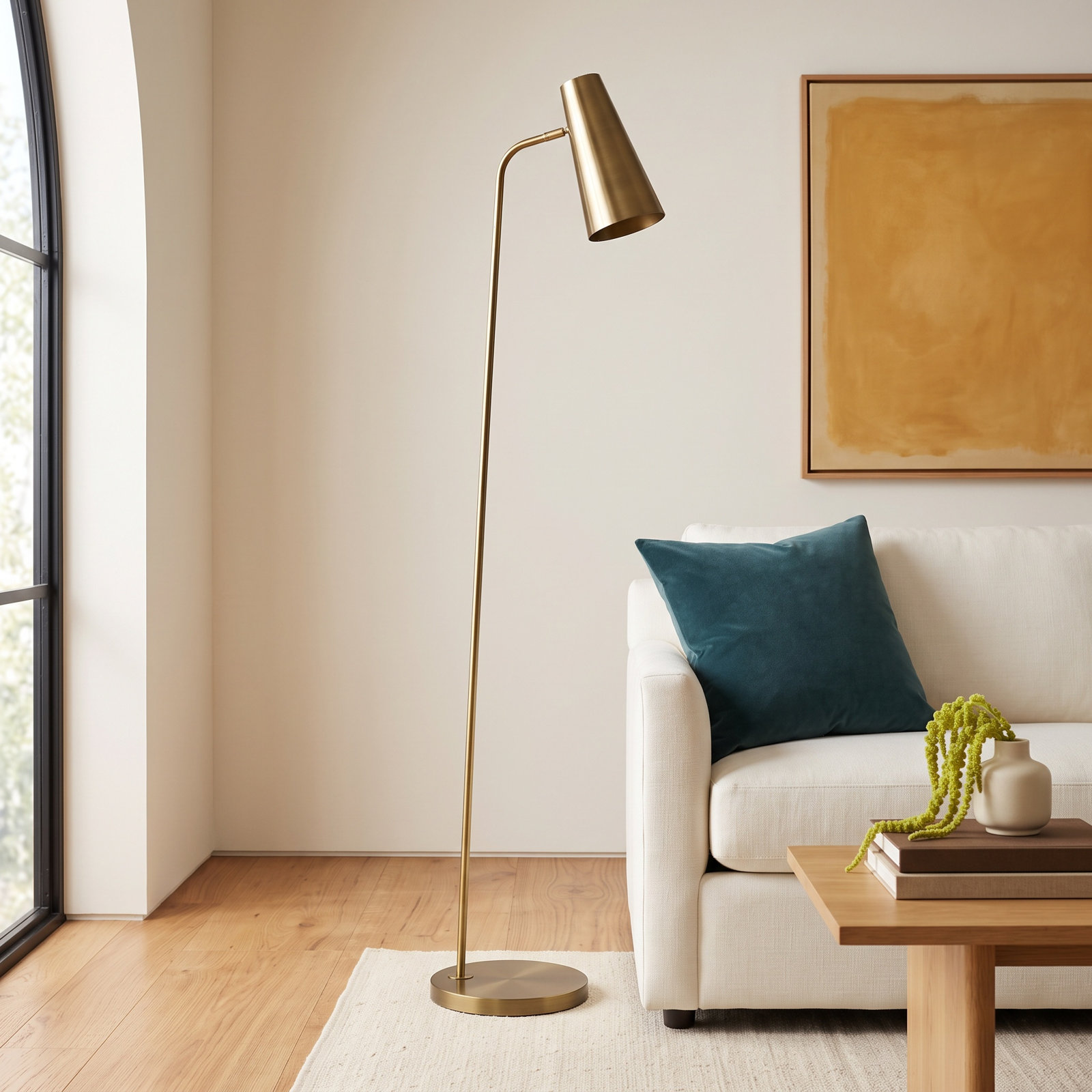 Kelt 66 " Floor Lamp, Brass