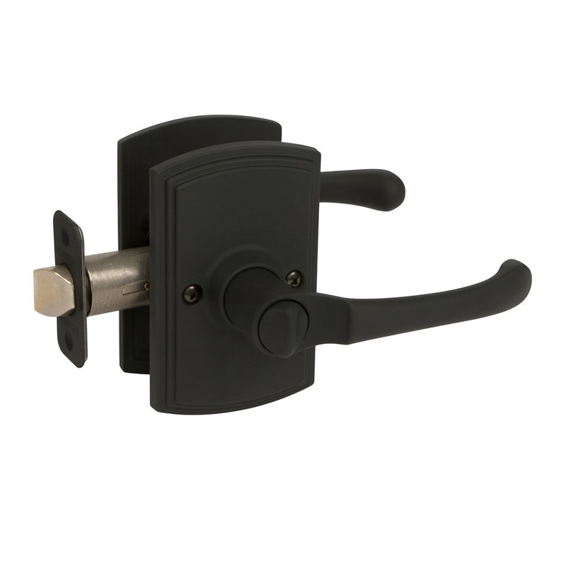 Levier de porte d’intimité avec rosette rectangulaire artino, Noir