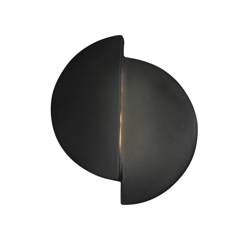 Tenny Ceramic LED Flush Mounted Sconce, Carbon Matte Black with Champagne Gold Internal