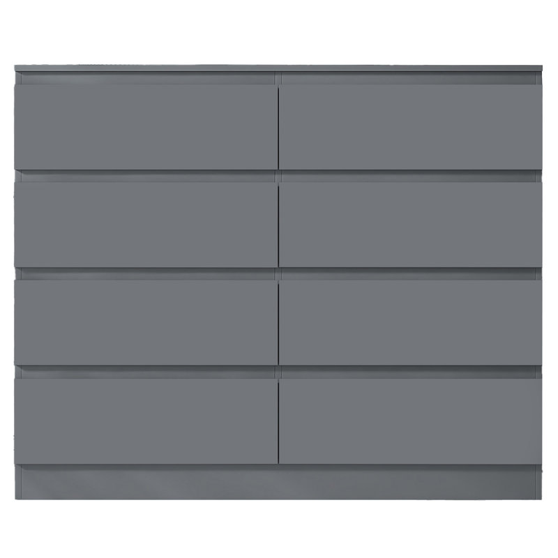 Carlton 8 Drawer Chest Of Drawers. 110cm Wide. 4+4 Configuration. Matt Finish. Scratch Resistant. Modern No Handle Design.