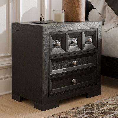 Schell 28"W 3-Drawer Wood Nightstand