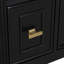 Meuble-lavabo de 24 po avec lavabo, armoire en bois massif et panneau de fibres à densité moyenne avec un tiroir rabattable, deux tiroirs standard et une tablette réglable, meuble-lavabo noir autoportant pour le rangement de la salle de bain-121018370