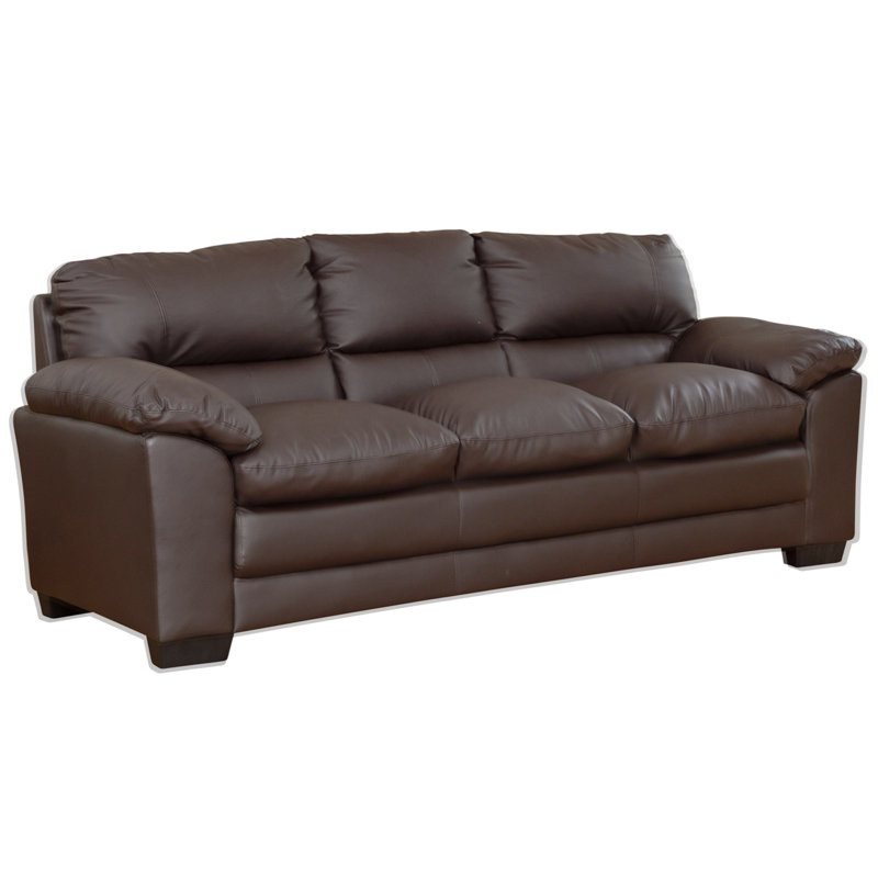 Robidoux 3 Seater Faux Leather Sofa, Brown