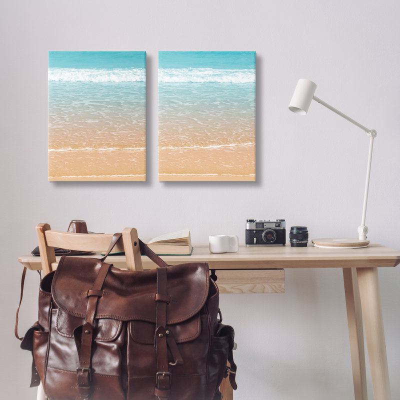"Vivid Calming Beach Views", ensemble de 2 toiles murales par Nataly White, H 48 po x l 32 po