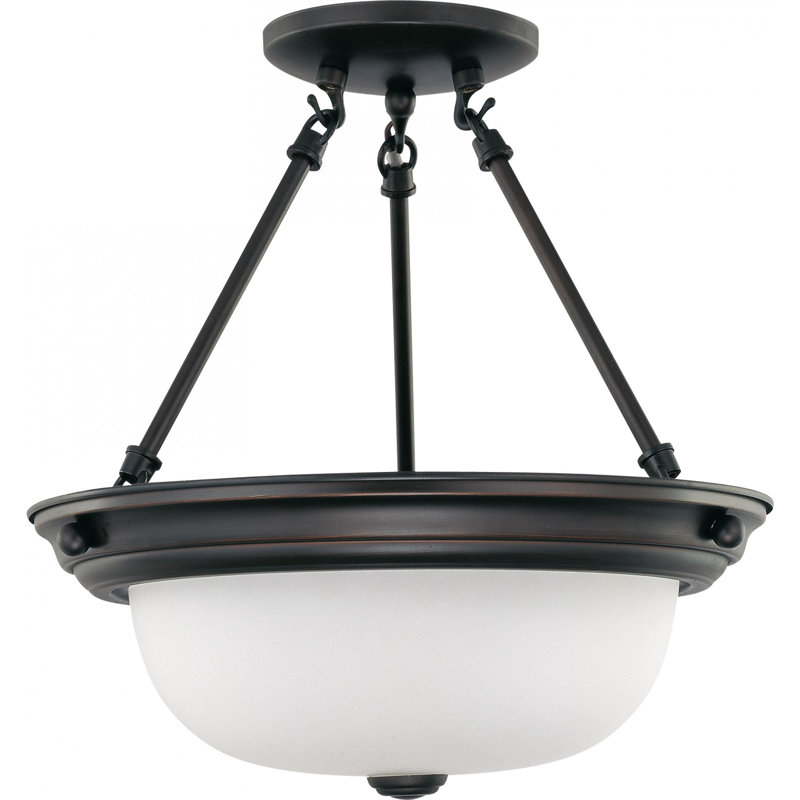 Dothan Glass Semi Flush Mount, Incandescent, 12" H x 11.375" W
