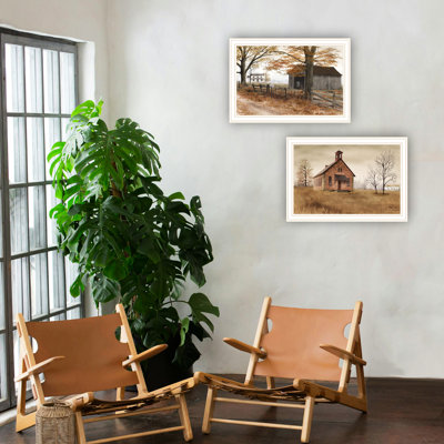 Décoration murale 4U 2 Decor, encadré blanc Old Country Road, maison pour le salon et la chambre à coucher, multicolore, 20 x 1 x 14 po, bois + papier maison, par 4U, encadré et 5 lb