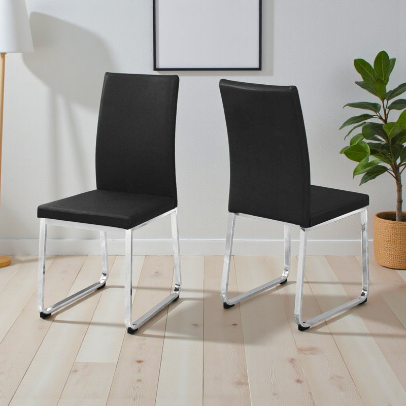 Magda Metal Leg and Leather Frame Material Two Dining Chairs, 38.21'' H X 16.8'' W X 16.53'' D