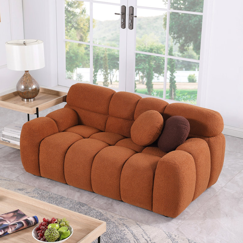 Boucle rembourré 2 places en brun, convient au décor traditionnel brun, avec des coussins doux