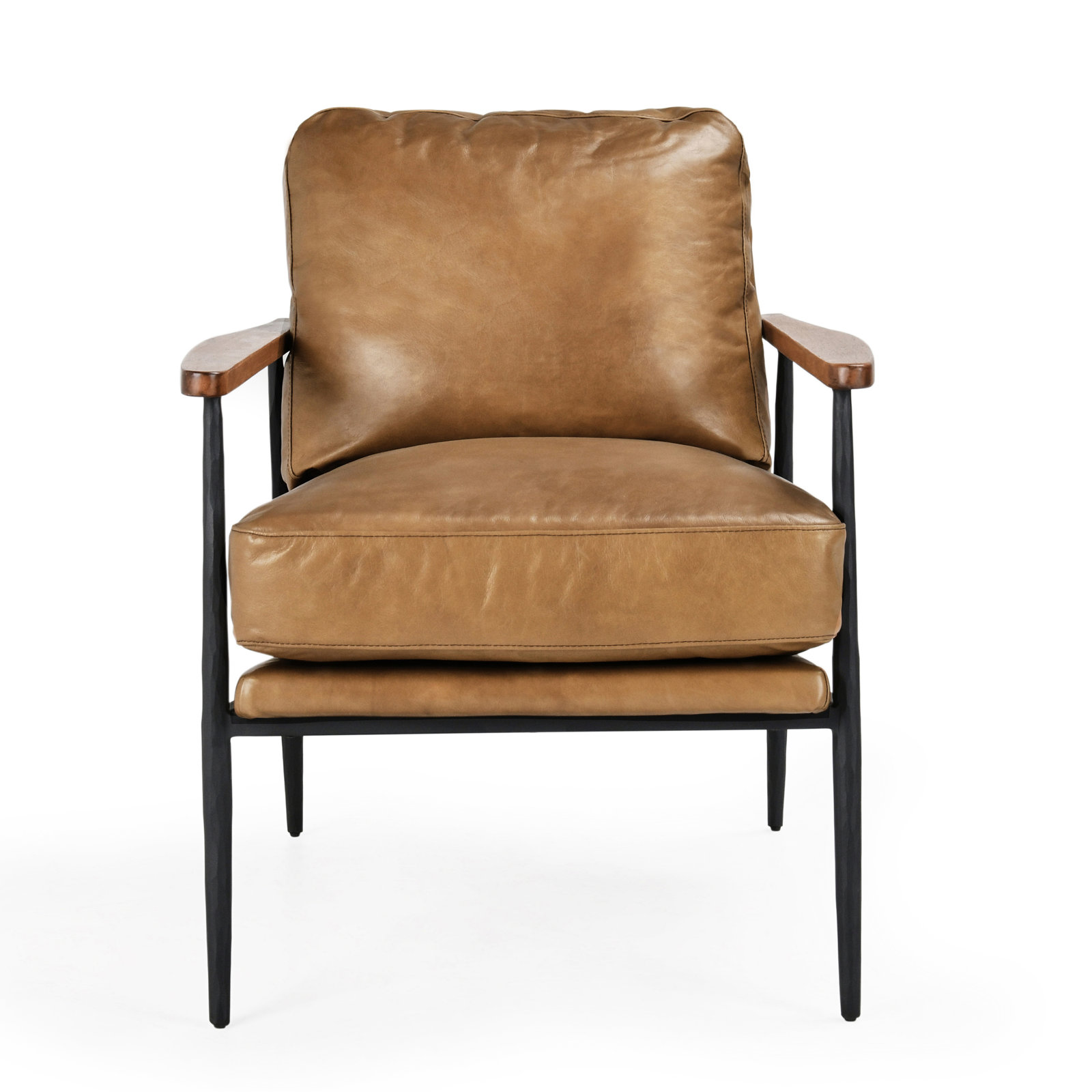 Arnold Genuine Leather Armchair, Antique Brown/Brown