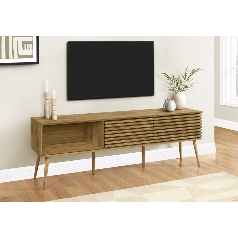 Meuble télé, 72 po, meuble multimédia, meuble de rangement, console, tablettes de rangement, Walnut