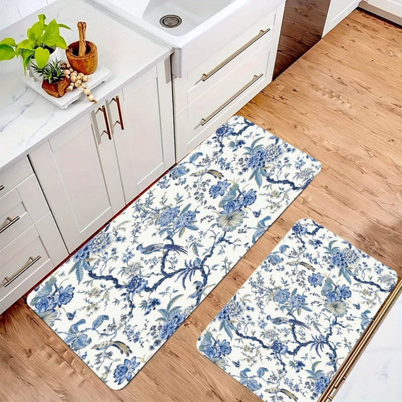 Ensemble de 2 tapis de cuisine Chinoiserie