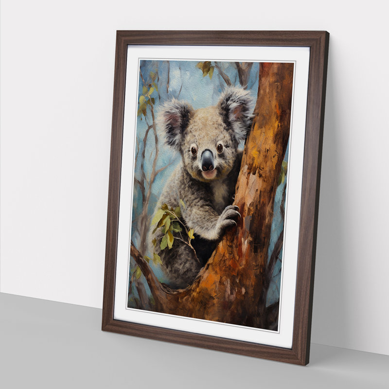 Koala Bear Romanticism Art - Framed Print, 46cm H x 34cm W, Walnut Framed