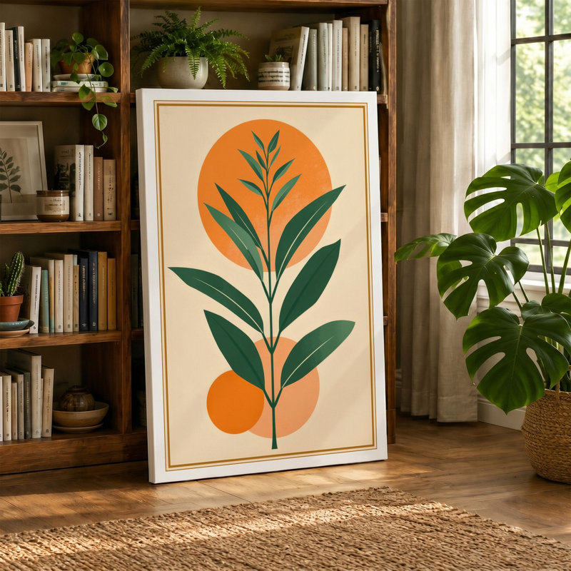 Orange Study Botanical - Wrapped Canvas, 36x24 - 91.4 x 61.0 cm, White Border