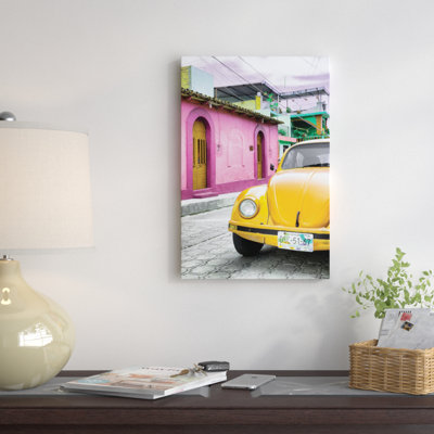 «¡ viva mexico ! reproduction de photo sur toile, "series : yellow vw coléoptère" car