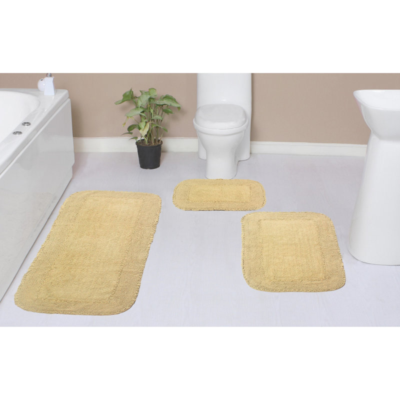 Ensemble de tapis pour salle de bain 3 pièces Aceyon, Jaune