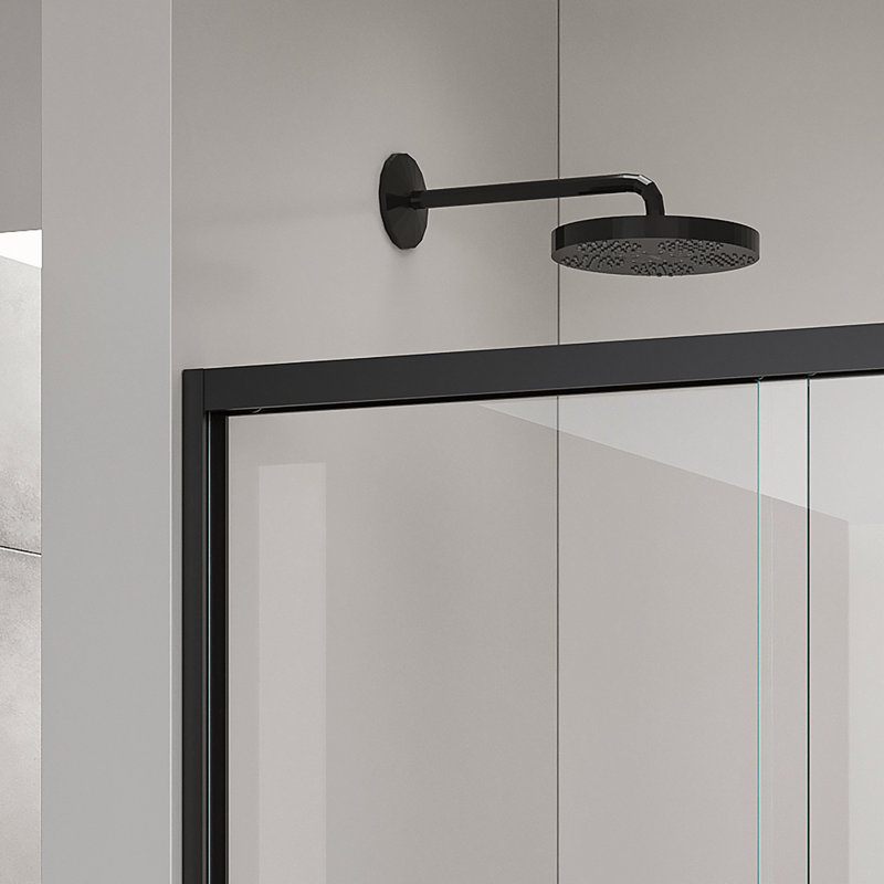 56-60*60 INCH Frame Double Sliding soft-close Shower Doors, Bathroom Sliding Shower Door,  (6mm) Thick SGCC Tempered Glass Door For Bathroom Door ,Matte Black