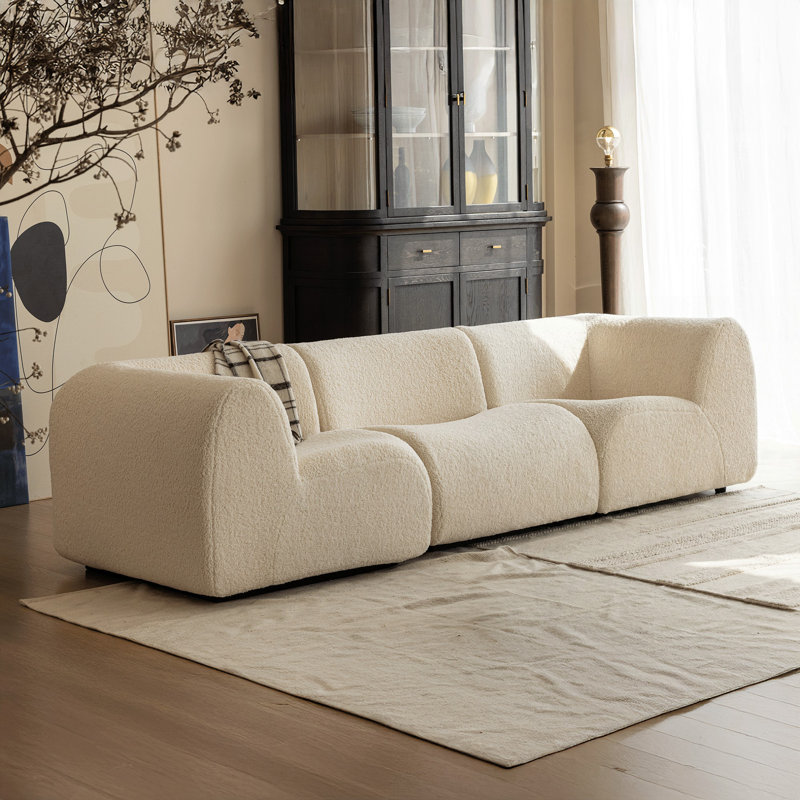 Canapé modulaire réversible à 3 places Grossman, Sherpa blanc