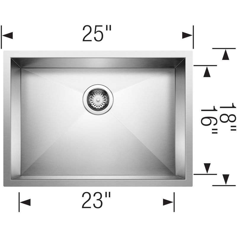 Blanco Quatrus 25" L X 18'' W Single Bowl Stainless Steel Undermount Kitchen Sink