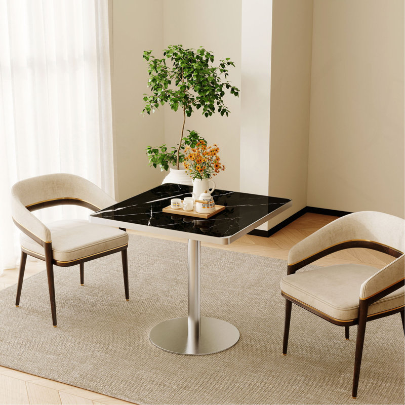 Table de salle à manger carrée moderne 31,5 po Tulip, Black/Silver