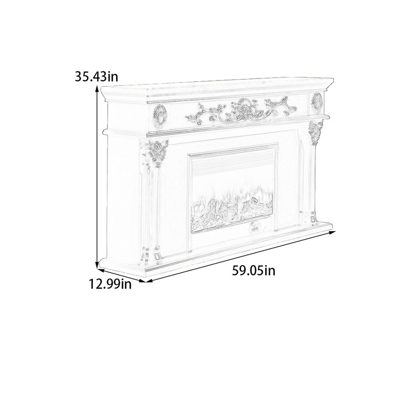 Foyer moderne moderne avec des sculptures élégantes, Blanc, H 35,43 po x l 59,05 po x P 12,99 po