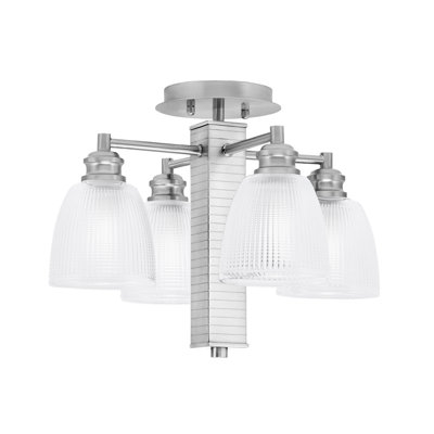 Edge 4 Light Semi-Flush Shown With 5" Clear Ribbed Glass