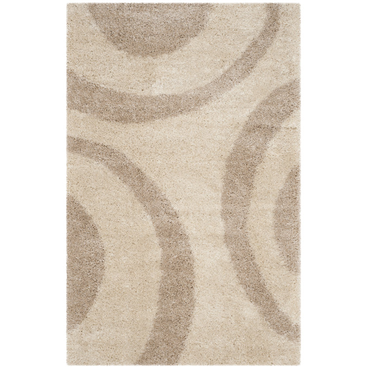 Geometric Shag Ivory Area Rug