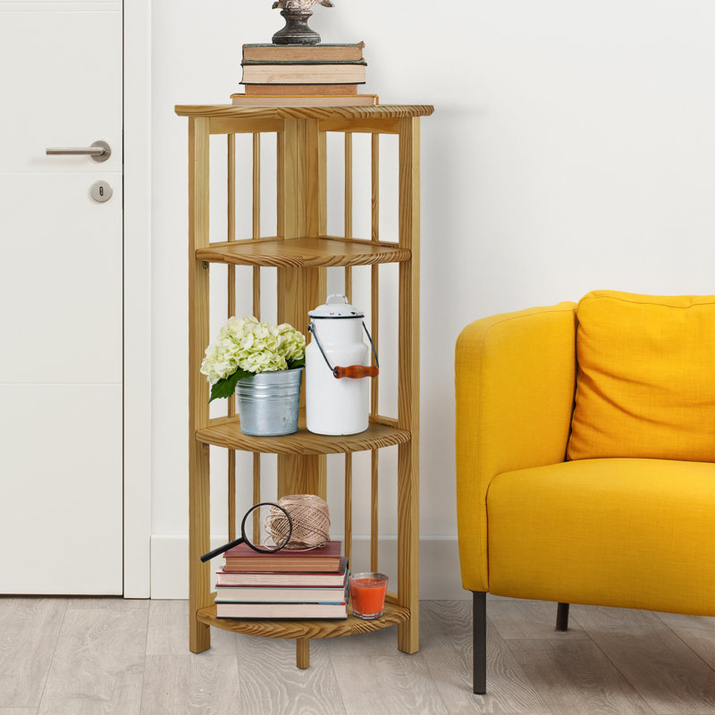 Duerr Corner Bookcase, Natural, 38.8" H x 12.5" W x 11.5" D