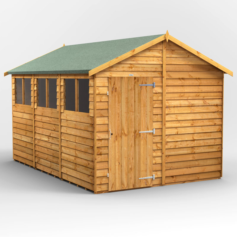 Powersheds 12 x 8ft Timber Overlap Apex Garden Shed
