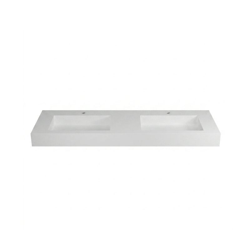 Lavabo de salle de bain mural en résine 60 po blanc