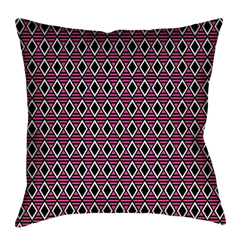 Coussin Katelyn Elizabeth, 28 po x 28 po, Noir / Rose