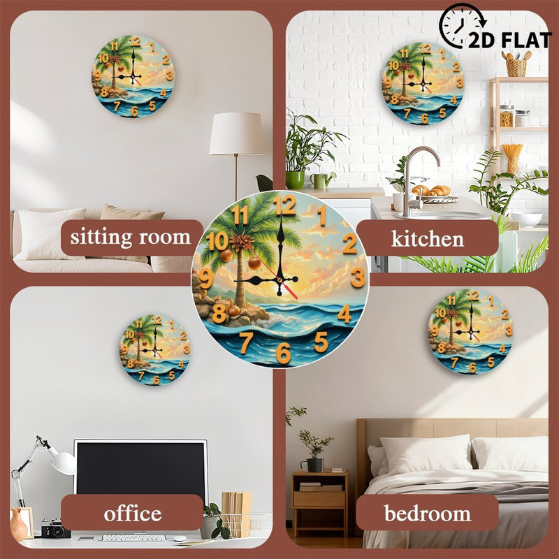 Horloge murale palmier tropical