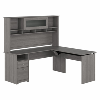 Bureau d'ordinateur en L avec rehausse Huckins