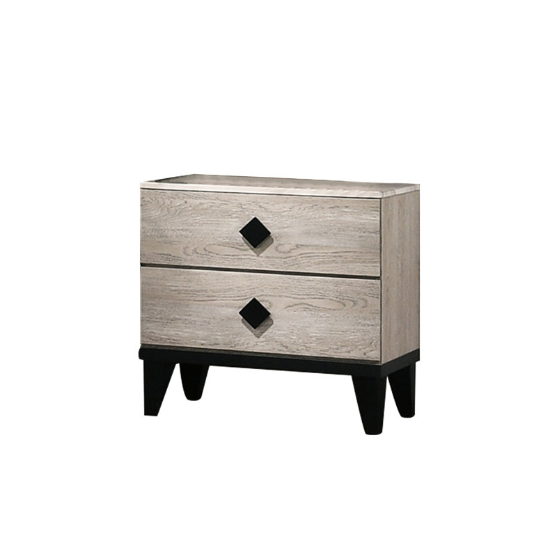 Table de chevet pour chambre à coucher de couleur crème avec 2 tiroirs et matériau d'optimisation de l'espace