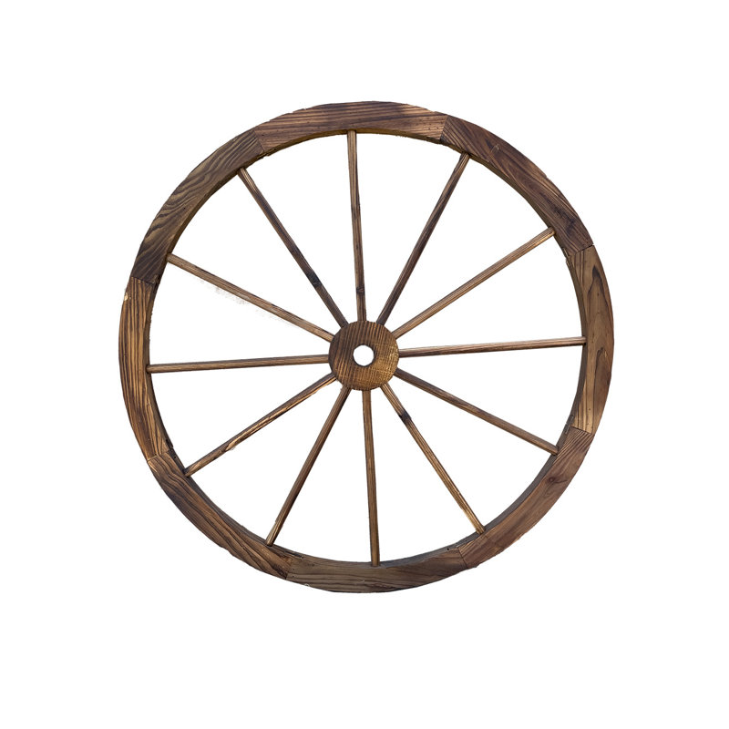 Wooden Wagon Wheel Décor, 23.50" H x 23.50" W x 1" D
