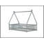 Lit simple en forme de tente, lit tipi avec garde-corps, lattes et porte, gris-134064557