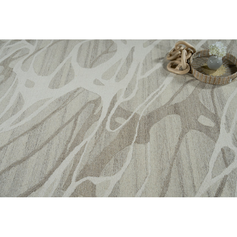 Rio hand-tufted New Zealand Wool Beige/Ivory Area Rug, Rectangle 6' x 9', Beige/Ivory