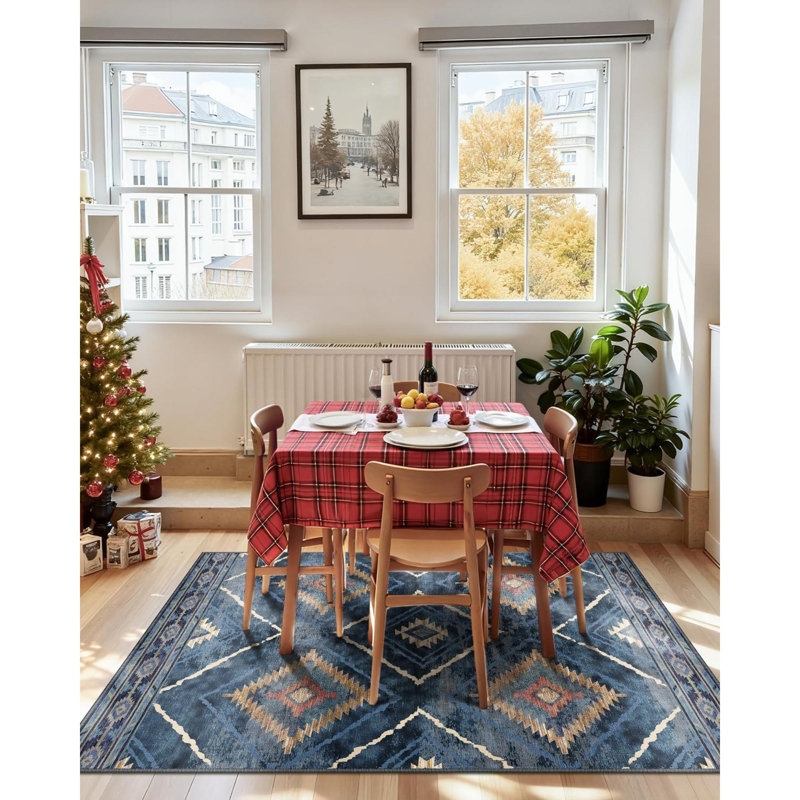 Moroccan Area Rug, Dark Blue