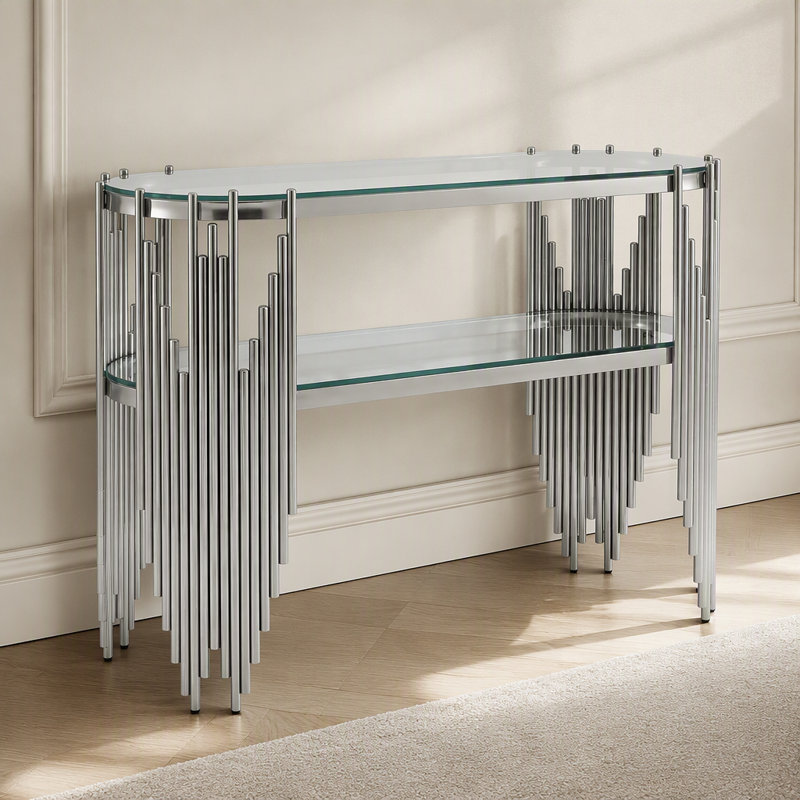 Console d'entrée avec tablette, Transparent / argent + transparent, Clear, Silver+Clear