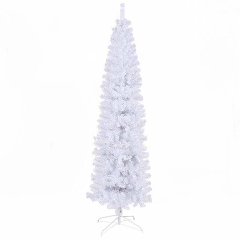 7.5FT White Slim Artificial Christmas Tree Includes Foldable Metal Stand