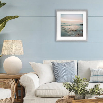 Seabreeze Melodies Beach Framed Print Under Glass, design by Lazar Studio