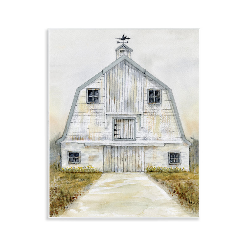«White Barn», plaque murale décorative grise blanche par Patti Bishop