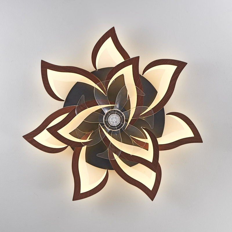 Modern Geometric Pattern Ceiling Fan With Light, White
