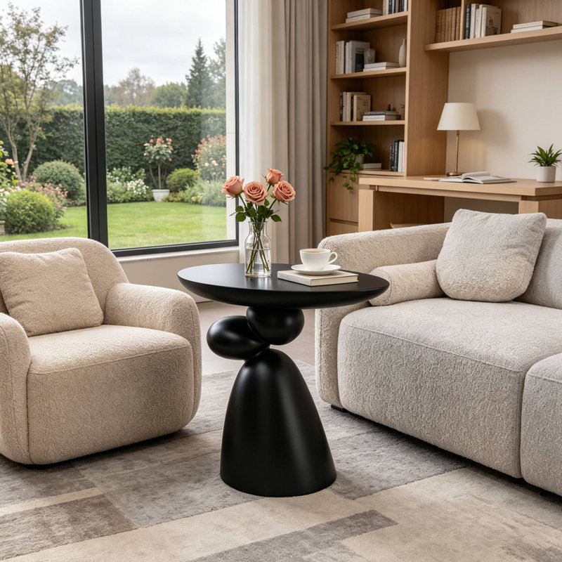 Table d'appoint Modern, table d'appoint 20 po, Noir mat